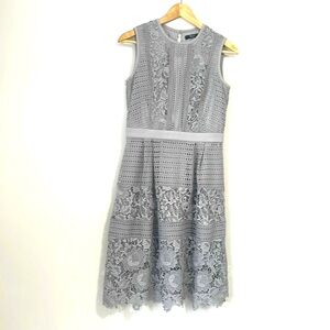 Gray Sleeveless A-line Midi Dress for Wedding Guests